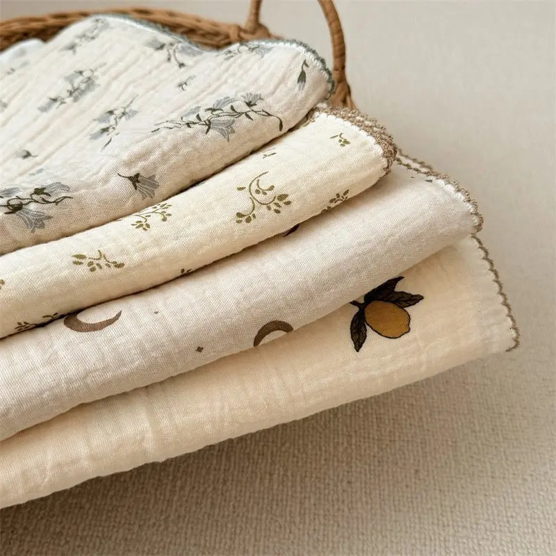 2Layer Blanket for born Baby Floral Cotton Muslin Swaddle Thin Baby Summer Blanket Infant Toddler Baby Bath Towel100X100CM 250527