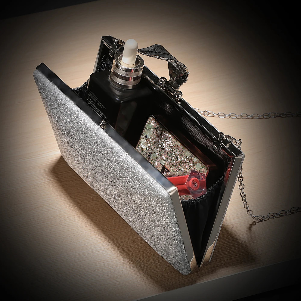 Fashion Vintage Metal Leaf Lock Hand Bag Party Gift Clutch Bag Ladies Wedding One Shoulder Silk Evening Bags 250526
