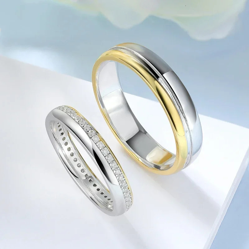 TFGLBU Trendy 100% All Couple S925 Sterling Sliver Ring for Women Diamond Wedding Proposal Engagement Band Jewelry 250519