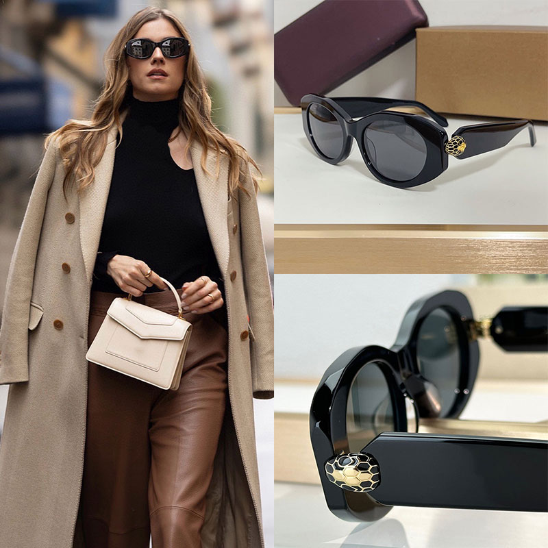 Summer Sunglasses women Designer New Black Casual Style Oval Acetate Beach Vacation UV400 Protective Eyewear BV40007 With Box