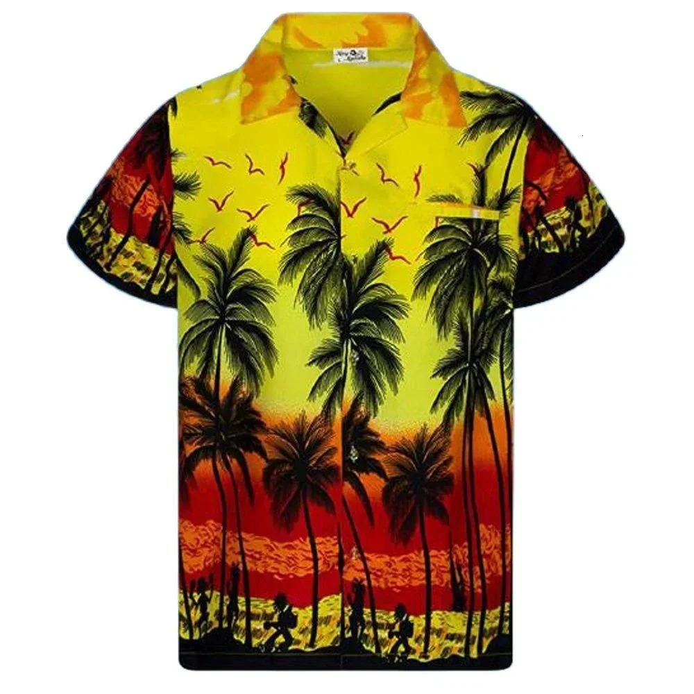 3D Hawaiian Palm Tree Creative Print Quick-drying Breathable Sport Y2k Hombre Summer S-5XL Beach Short-sleeved Shirt 250527