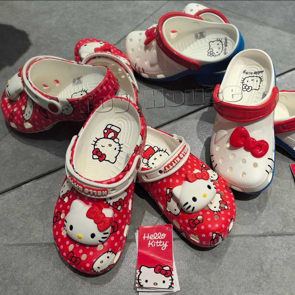 Sanrio Hello Kitty Kawaii Sanrio Hole Sandals Slippers Kawaii Eva Anime Home Beach Shoes Summer Slippers Adult Kids Xmas Gift w250528