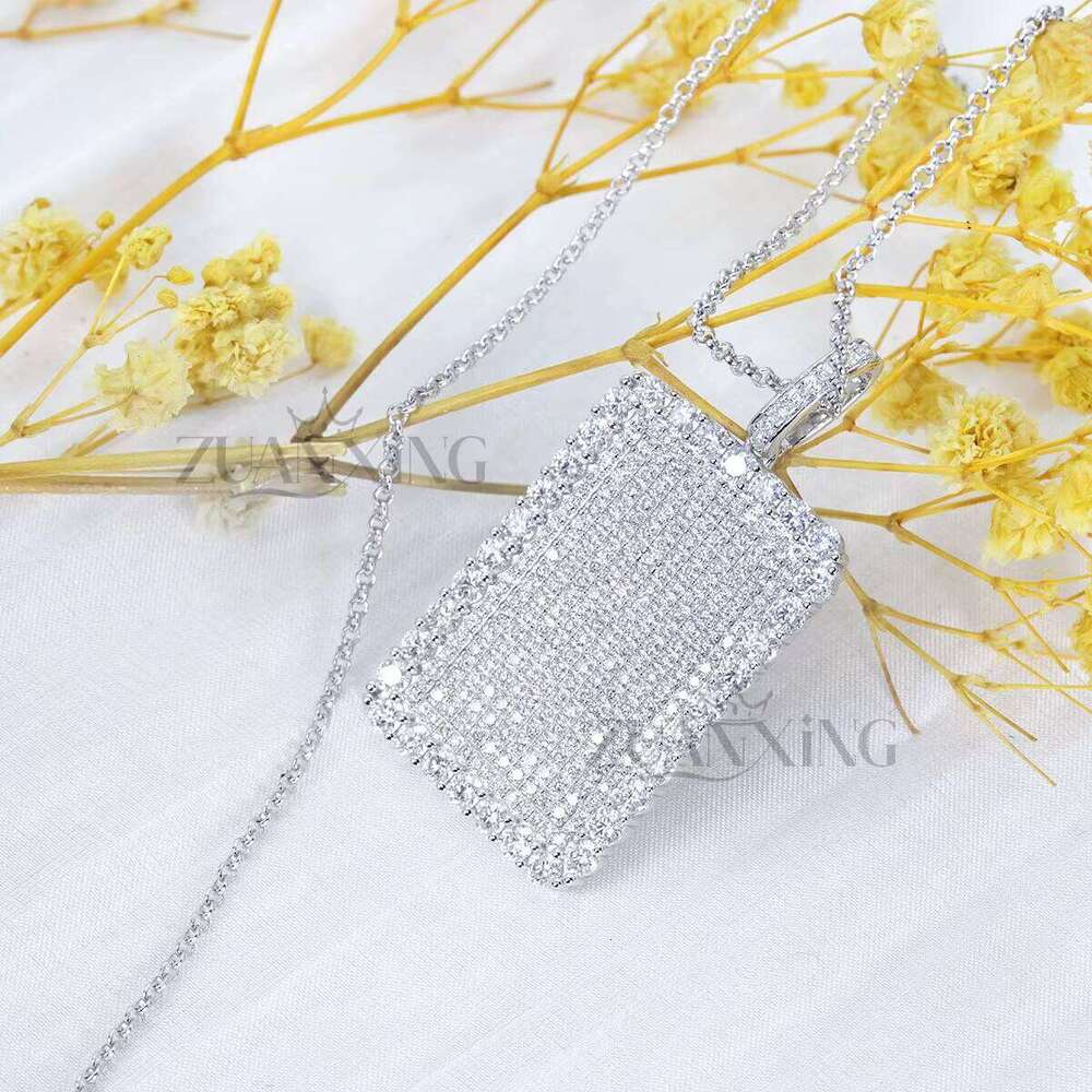 European American Hip Hop Rap Same Style Hang Full D Color Moissanite Necklace Over Dia Pen Fashion Accessories Pendant