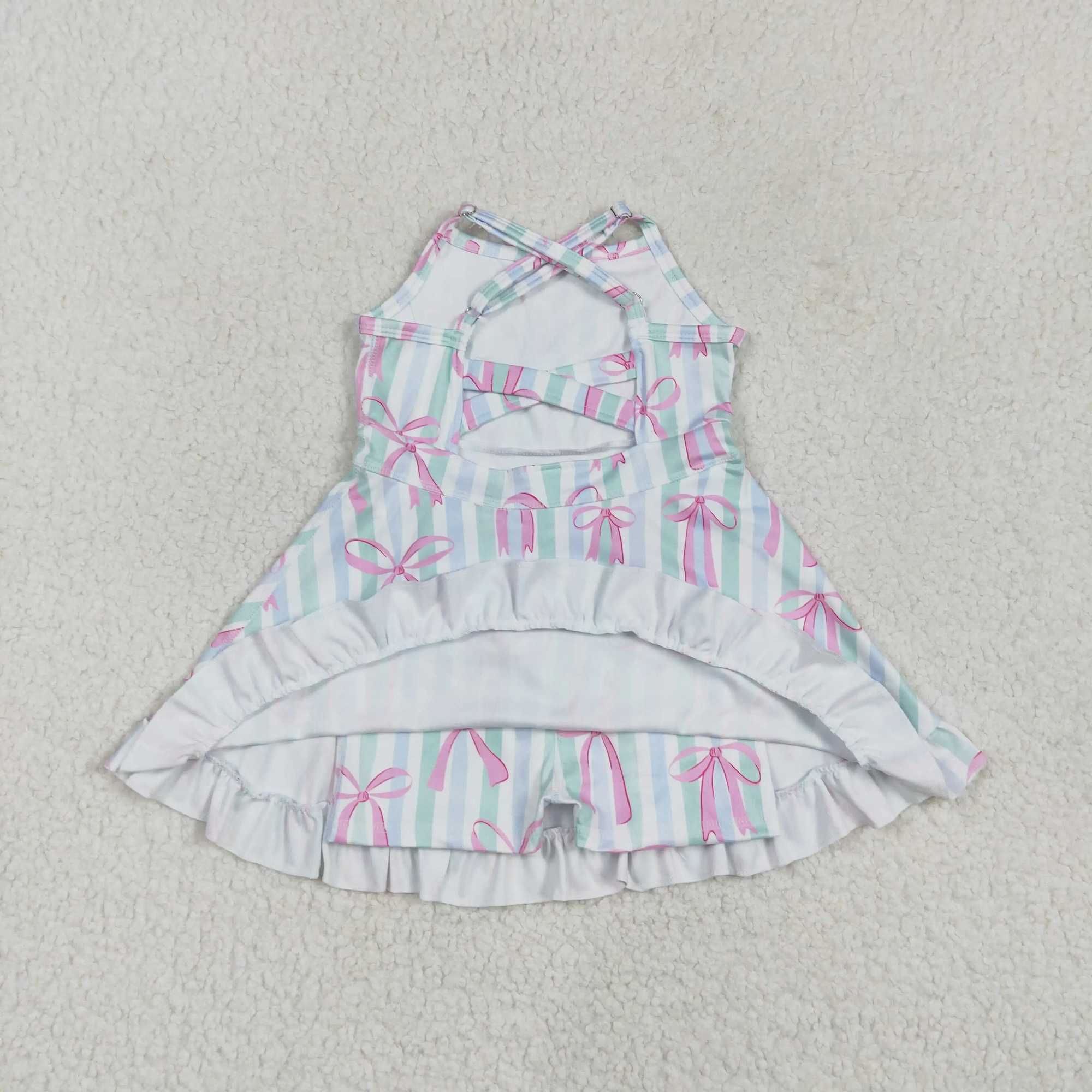 Summer Baby Girl Bows Skorts Toddler Infant Knee Length Dress Kids Children Sleeveless Yoga One Piece Strap Clothes X250528
