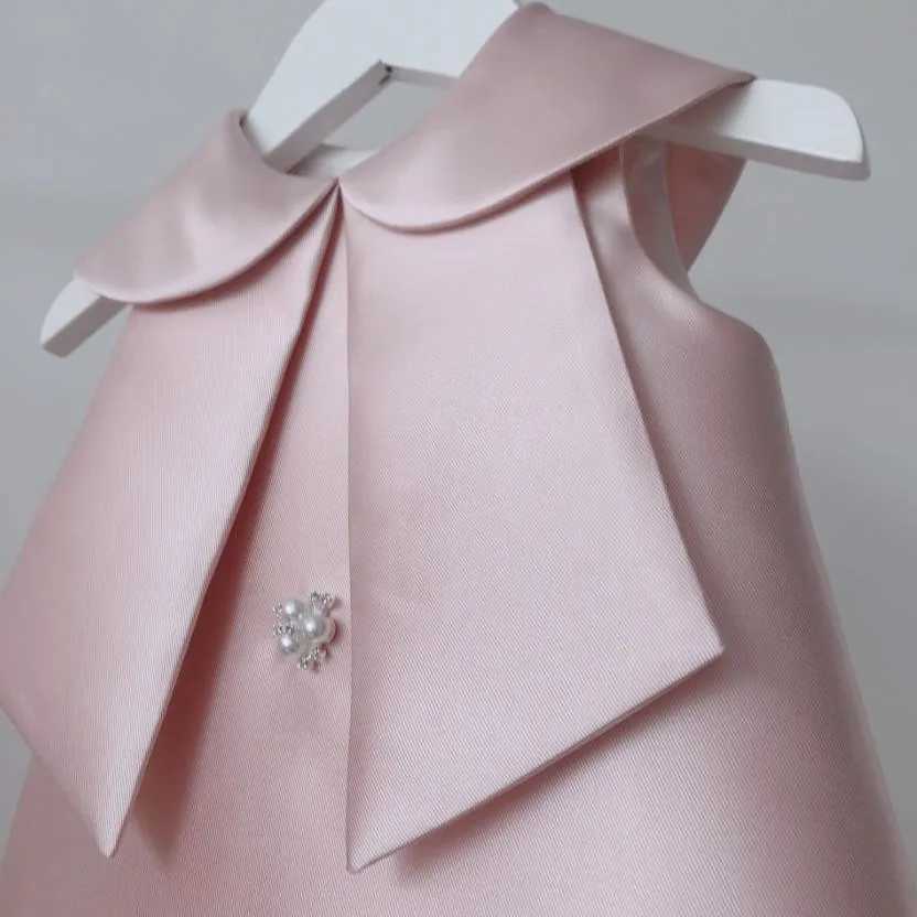 Flower Girl Pink Gown Children Birthday Baptism Dresses For Kids Elegant Lace Bow Frocks Girls Boutique Party Clothes A1339 X250528