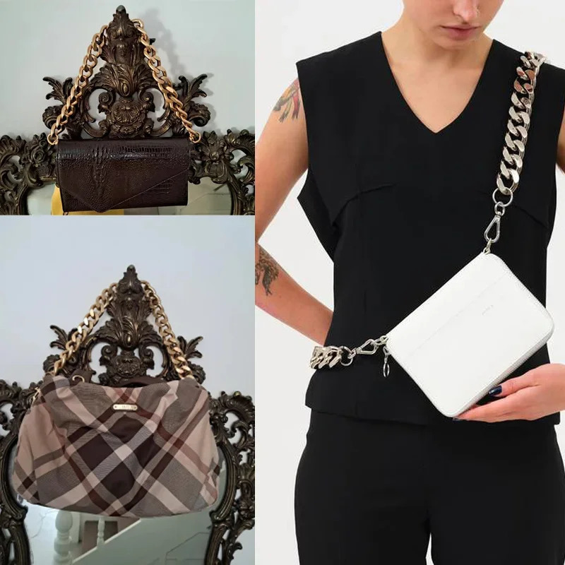 1PC High Quality Crossbody Shoulder Bag Metal Thick Chain Underarm Bag Shoulder Strap Decoration Extended Aluminum Chain 250528