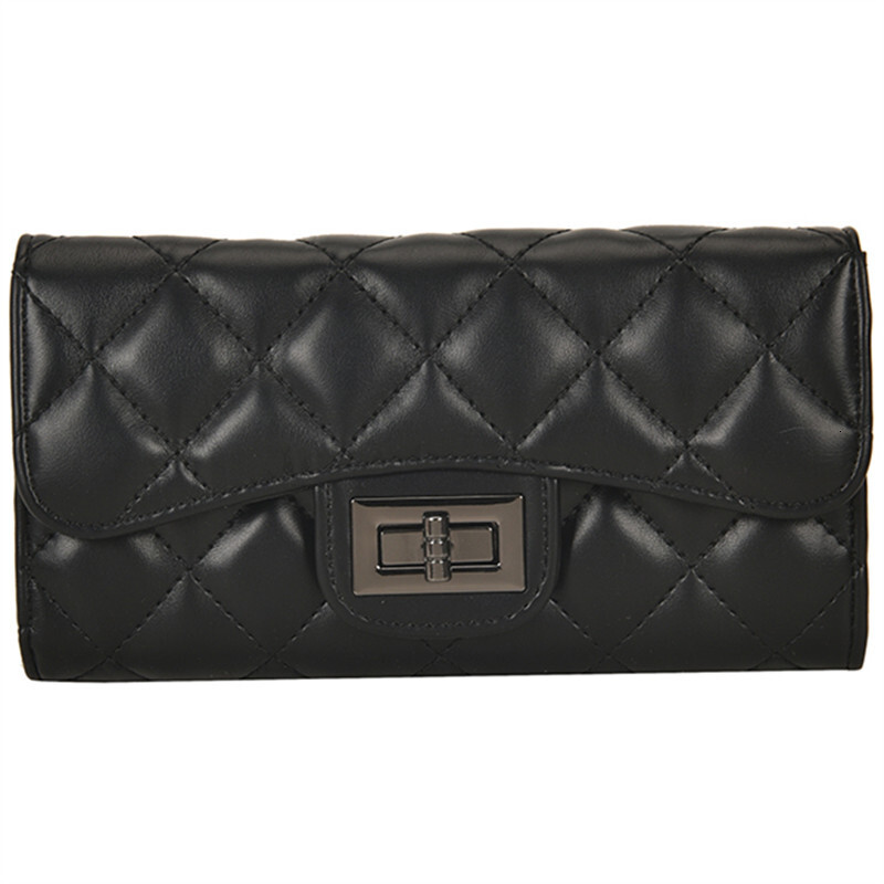 Free Shipping New Designer Women's Wallet Small Fragrance Style Fashionable Diamond Grid Soft Leather Long Handbag Zero Wallet Card Bag Mobile Ph
