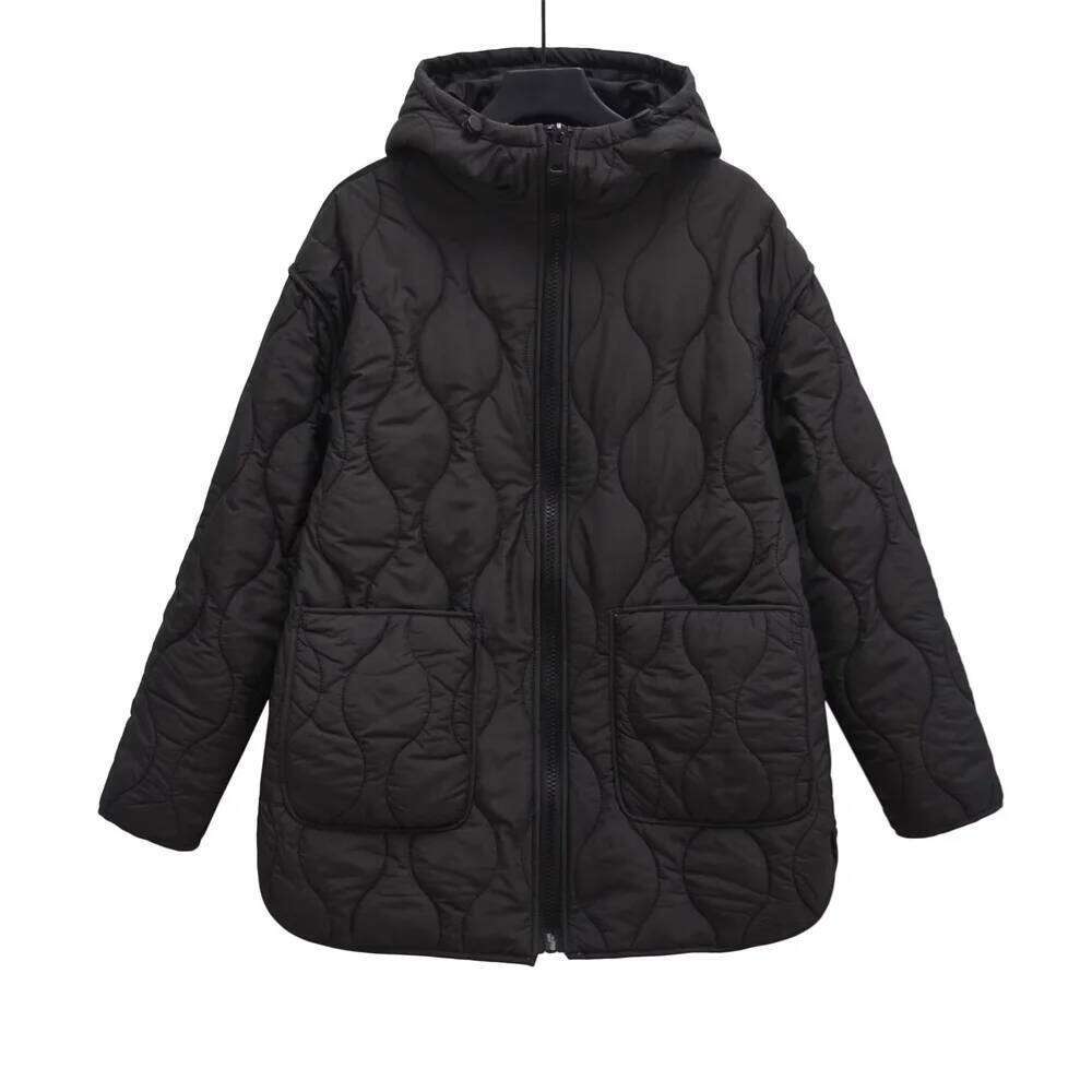 UNIZERA Autumn/Winter Product Women's New Fashion and Casual Versatile Stand up Collar Hooded Jacket Cotton Coat