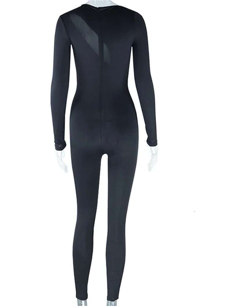Jumpsuits Women Clothes Long Sleeve Sexy Zip Hollow Out Fashion Street Wear Rompers Club Outfits Wholesale Dropshipping
