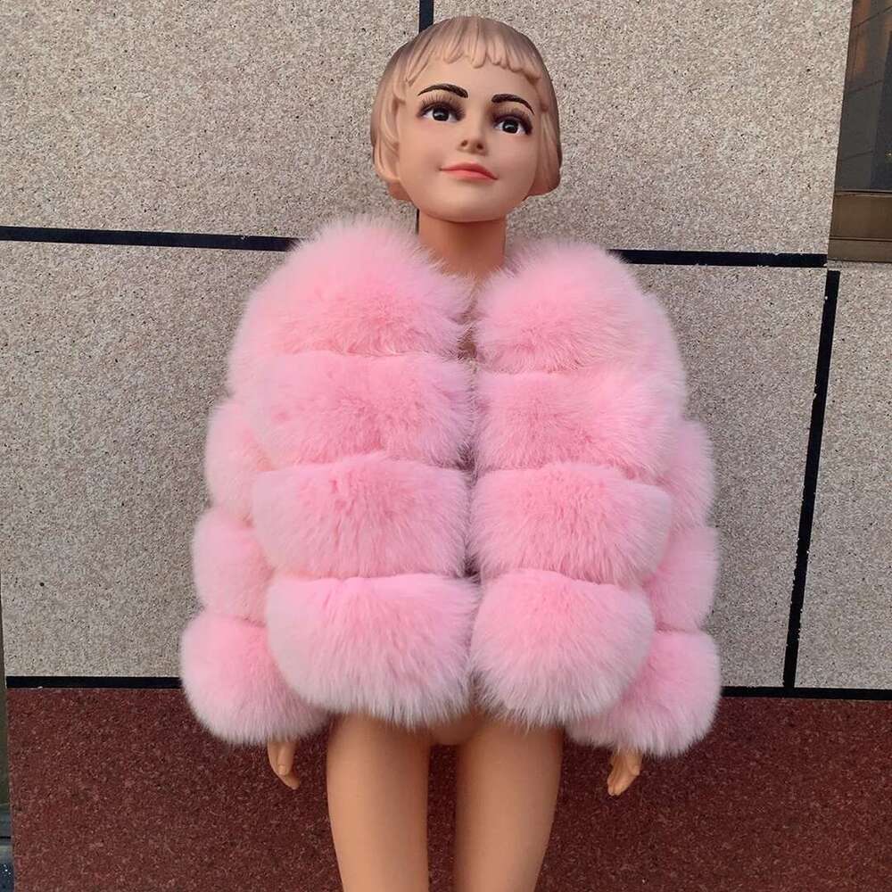 Children's real fox childs suitable for girls and boys aged 1-13 years old Kids fur jacket universal