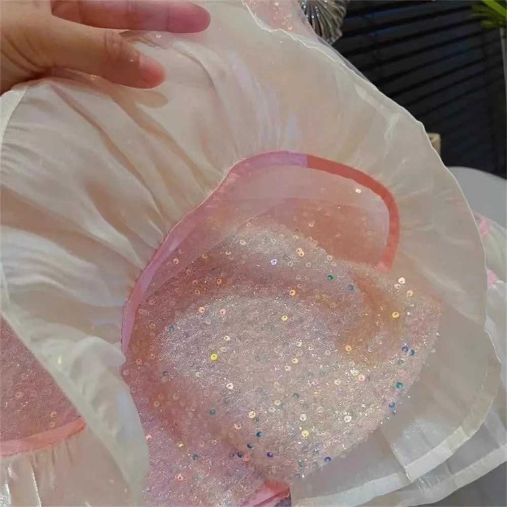 Bear Leader Korean Version Bow Sequin Mesh Princess Dress Sweet Sleeveless Round Neck Party Girl Clothes Kids Fashion Summer X250528