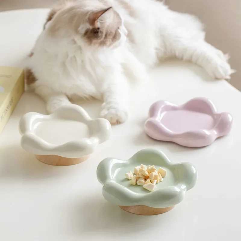 Pet Ceramic Bowl Cervical Spine Protection Cat Bowl Cat Food Snack Bowl Pet Dinner Plate Dog Food Bowl Pet Snack Tray Y250528