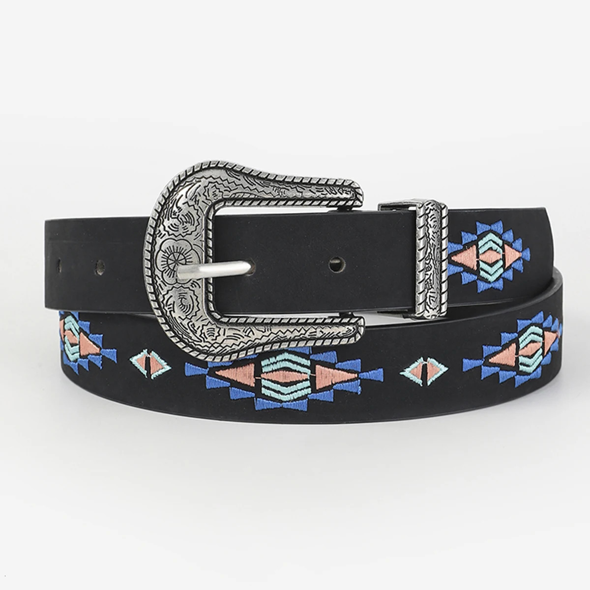 Women western BUCKle eMBroidered strap jeans belt 250527