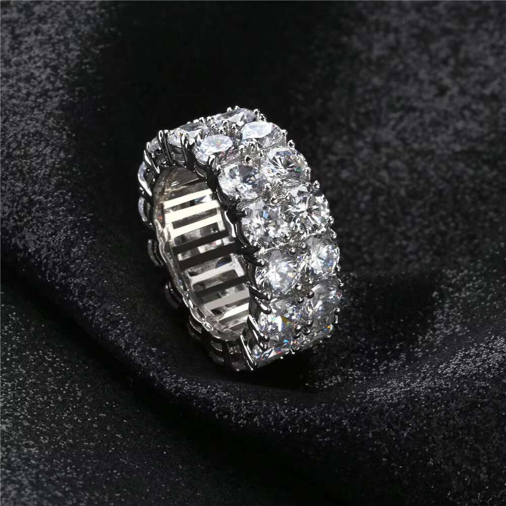 S925 Sterling Silver Iced Out VVS Moissanite Men Ring and Rappers Hip Hop Jewelry
