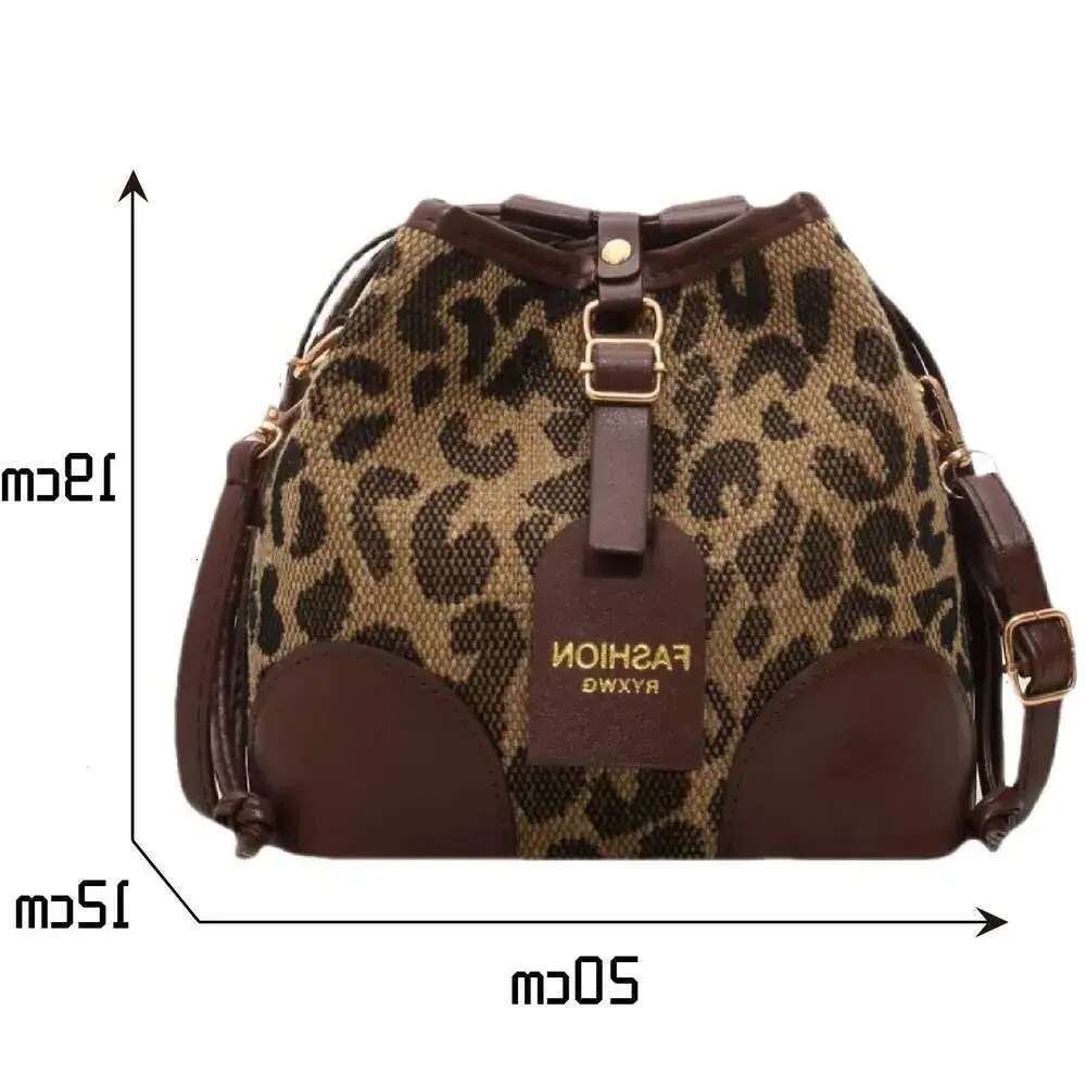 Leopard Small PU Leather Women Bucket Crossbody Bags 2024 Fall Designer Shoulder Bag Brand Ladies Handbag Lady Trend Tote