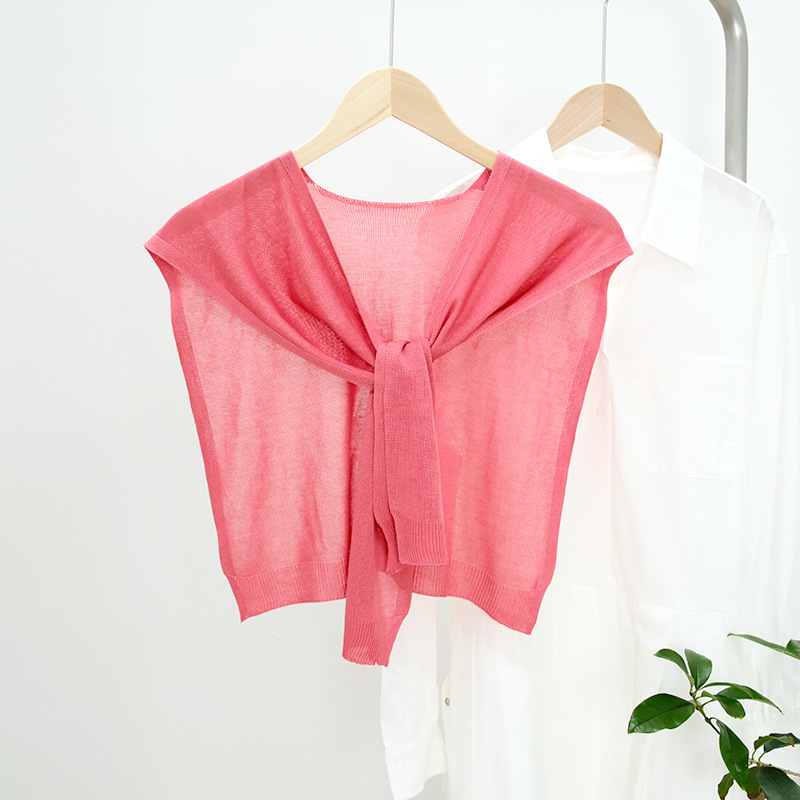 K857 Korean version factory direct sales pure color ice silk waistcoat thin style female net celebrity matching air-conditioned room office shawl fals