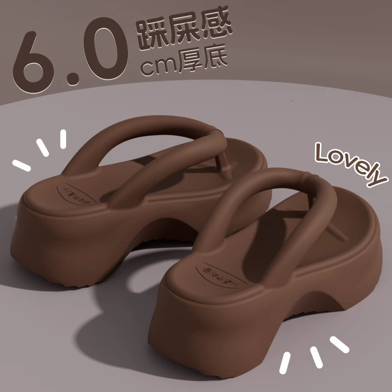 Thick-Soled Flip-Flops Womens Wedge-Heeled Eva Slippers Summer Outer Wear Non-Slip Heightening Sandals Summer Sandals 250523