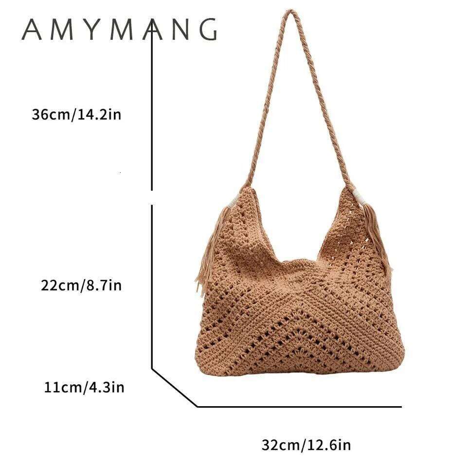 Lazy Style Relaxation Feeling Large Capacity Woven Women's Summer Seaside Vacation One-Shoulder Beach Straw Tote Bag