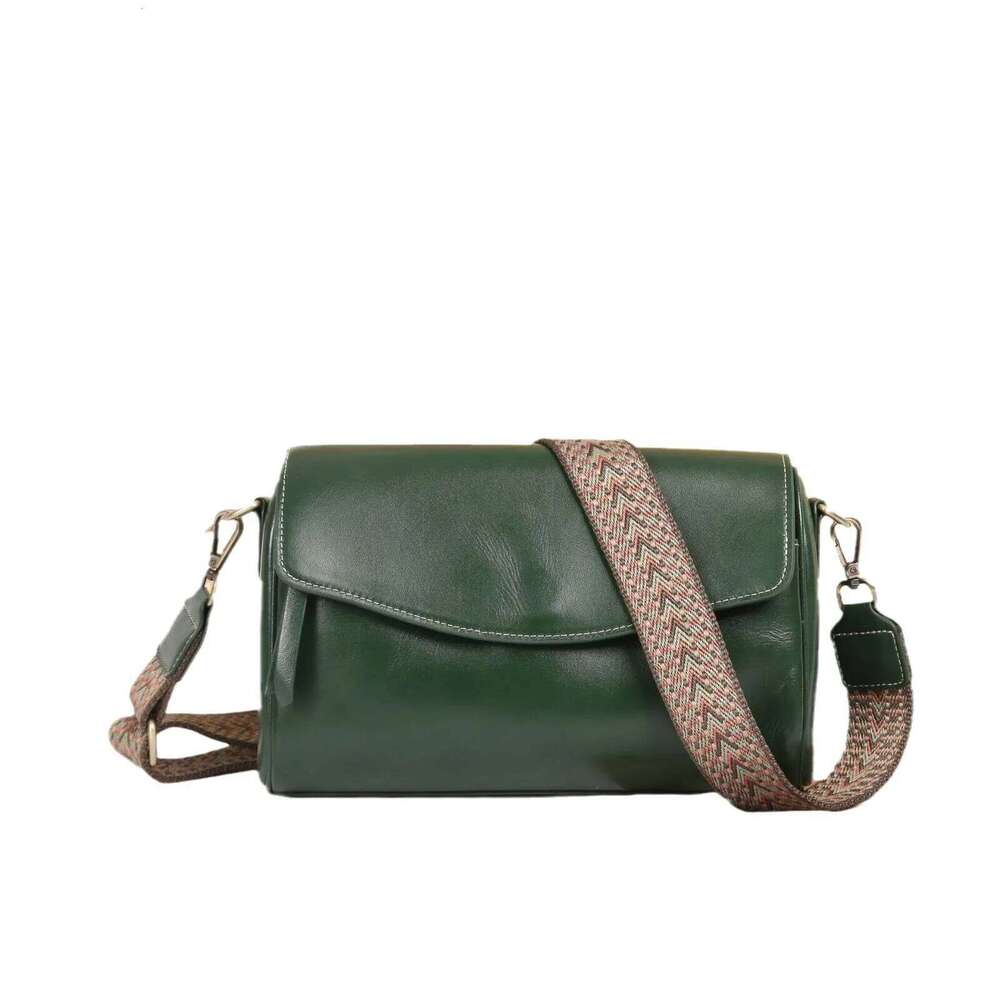 Free Shopping Fashionable Versatile Simple Vintage Cow Leather Women's Single Shoulder Slant Crossbody Practical Horse Saddle Bag