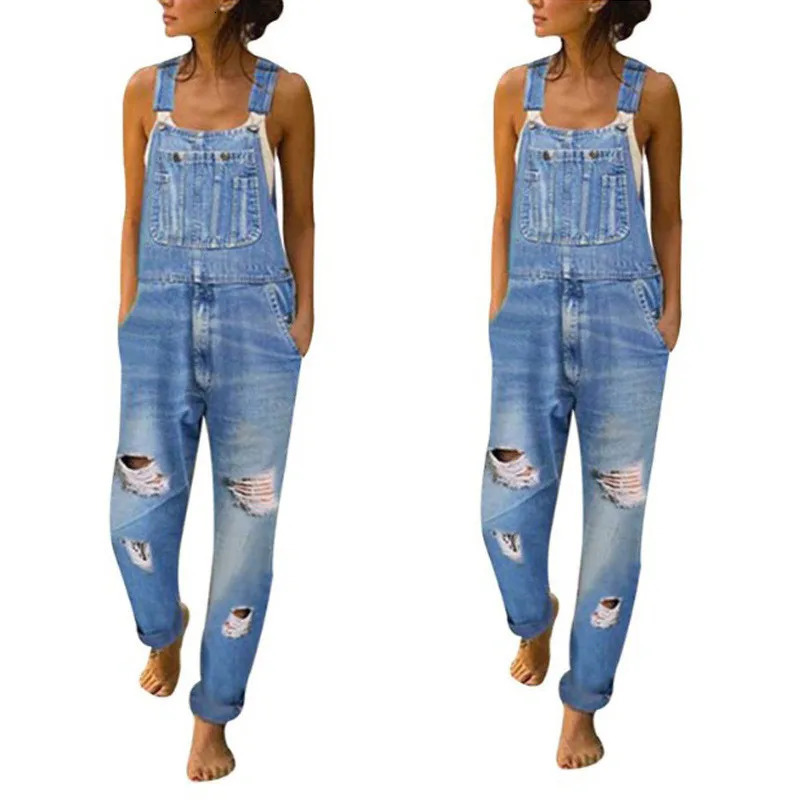 Denim Bib Pant Suspender Trouser Loose Casual Female Women Jeans One-Piece Romper Overalls Strap Jumpsuit Streetwear Plus Size 250523