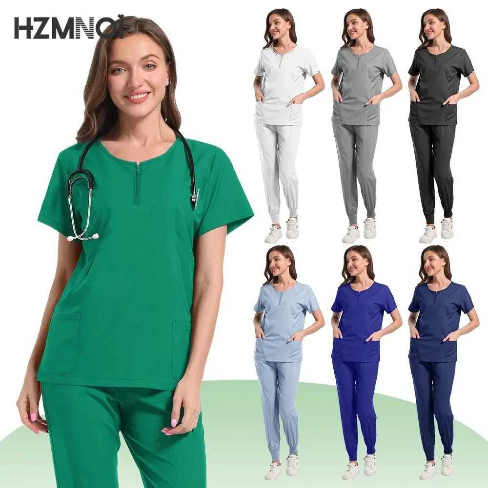 HZM Dentist Scrub Suits for Doctors and Nurses Spa Uniform Medical Uniforms Medical Blouse Jumpsuit Scrubs Set Nurse Sweatshirt X250528