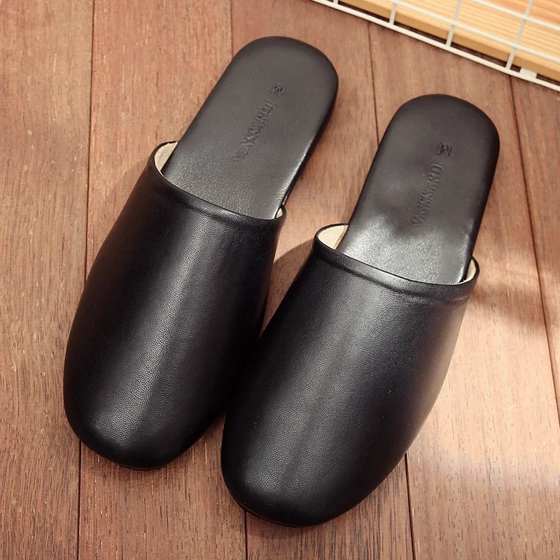 Japan Style Sheepskin Couples Indoor Slippers Genuine Leather All Season Anti-Slip Comfortable Home Slippers for Men and Women 250523