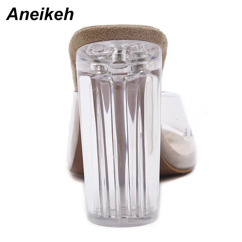 Aneikeh Fashion Women Sandals PVC Jelly Shoes Crystal Heel Transparent Women Sexy Clear High Heels Summer Sandals Pumps 11cm 250526