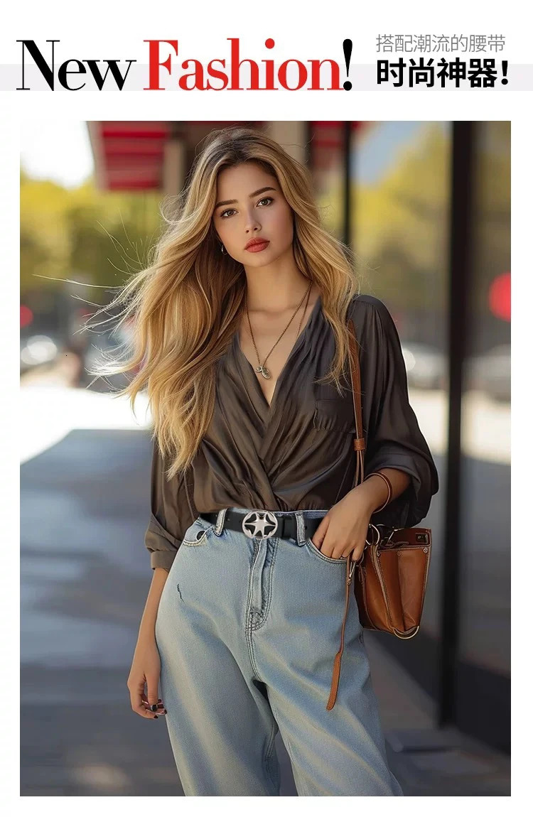 Fashion Star Buckle Y2k Belt Women Skinny Belt Vintage Belt Girls Punk Belts Adjustable Women Waist Belt with Skirts Jeans 250523
