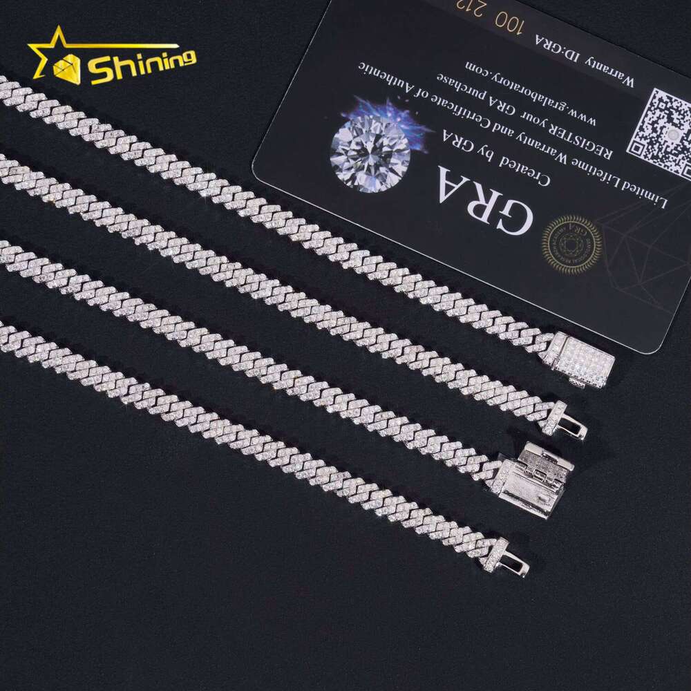 New Style Sterling Sier 5MM VVS Moissanite Dia Cuban Gra Certified Hip Hop Jewelry Iced Out Link Chain Men