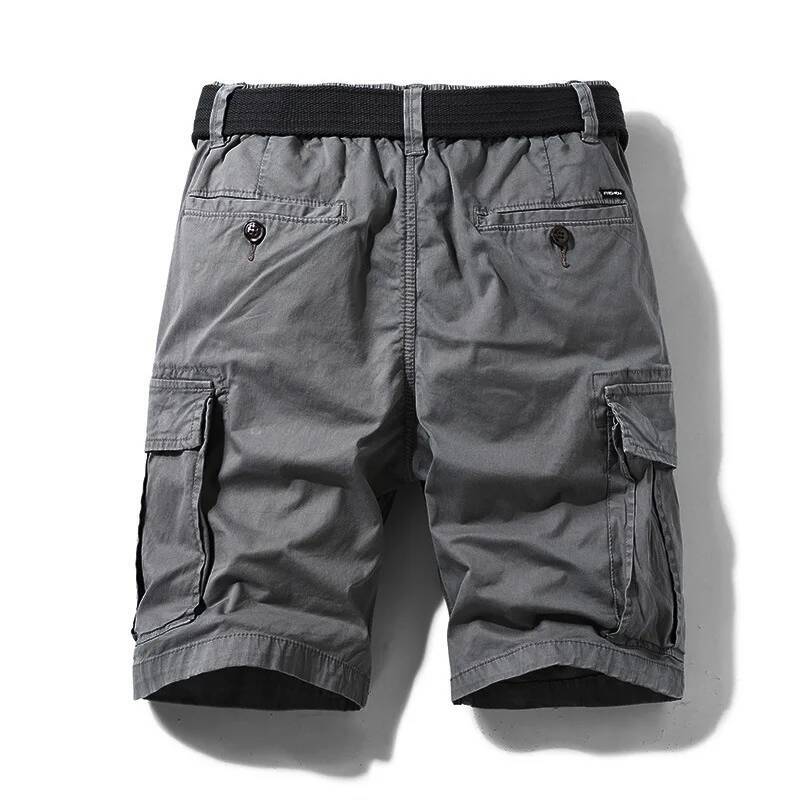 Slightly Elastic Multi-Pocket Work Loose Straight Casual Trendy Shorts Large Size Solid Color Breeches