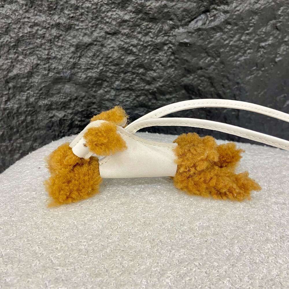 Christmas New Niche Genuine Leather Lamb Wool Puppy Plush Pendant Spring Festival Fashion Women's Bag Decoration