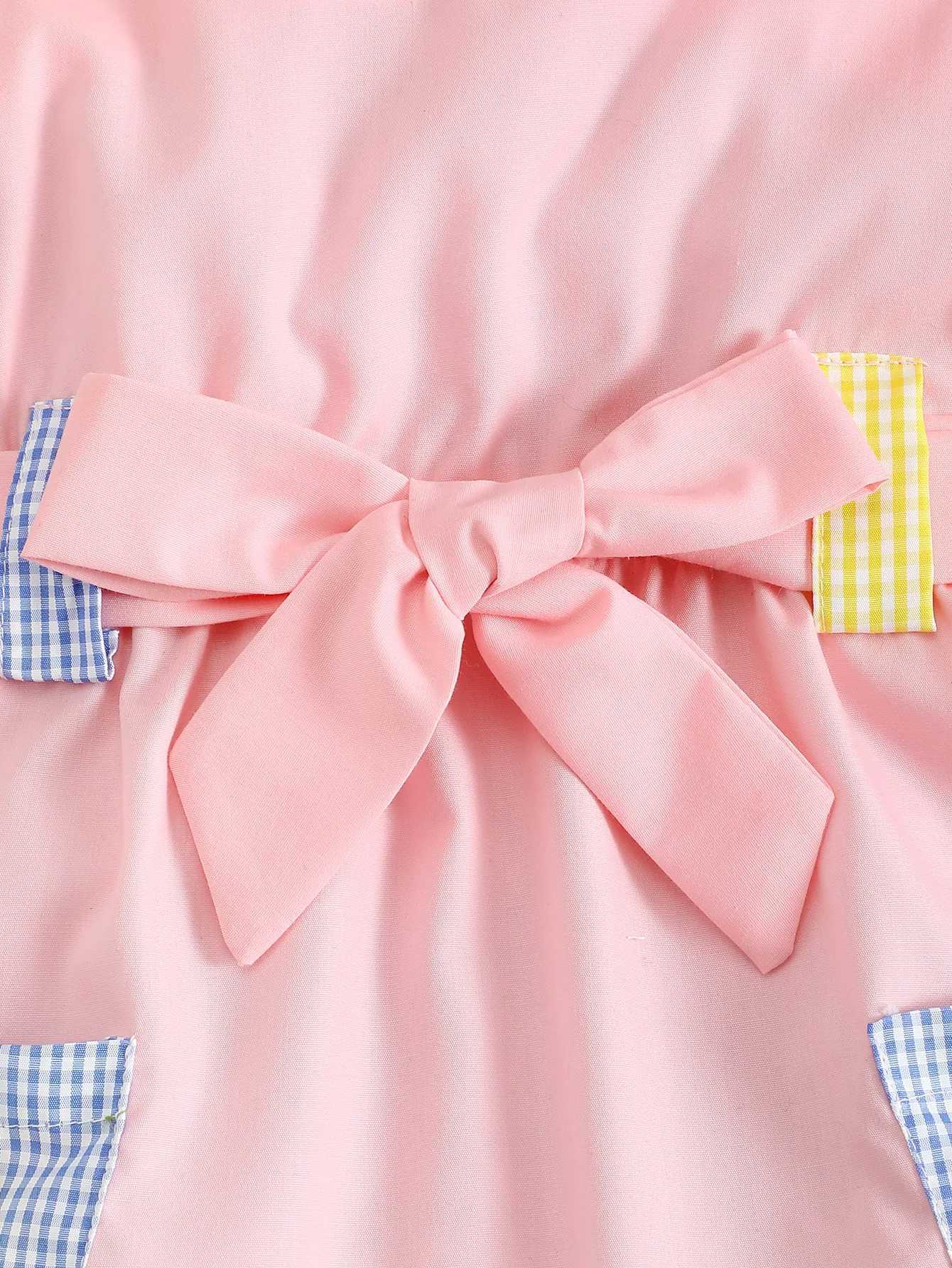 4-7 Year old Cute Girls Dress Suspender Decal Small Pocket Fashion Dress Children Girls Summer Casual Dress X250528