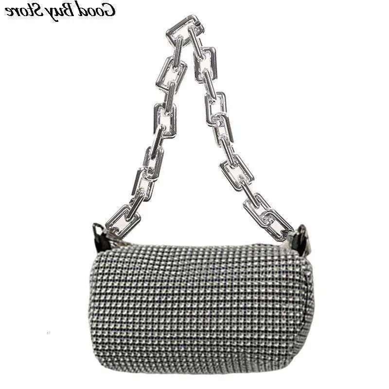 Women Bg Shoulder Bags Rhie Handle Clutch Sier Chains Bag Evening Wedding Wallets Crystal Handbags