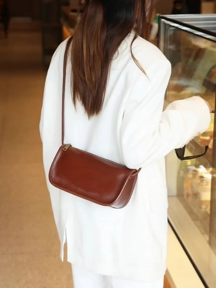 Casual Women Single Shoulder Bag Zipper Soft Cowskin Genuine Leather Bags Versatile Solid Color Ladies Fashion Crossbody Bags 250527