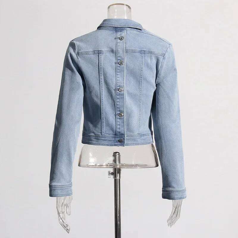 Women's Wear Trendy Design Sensibility Cropped Denim Jacket New Fashion Shoulder Top For Women Non-Regular Cut From China Mainland