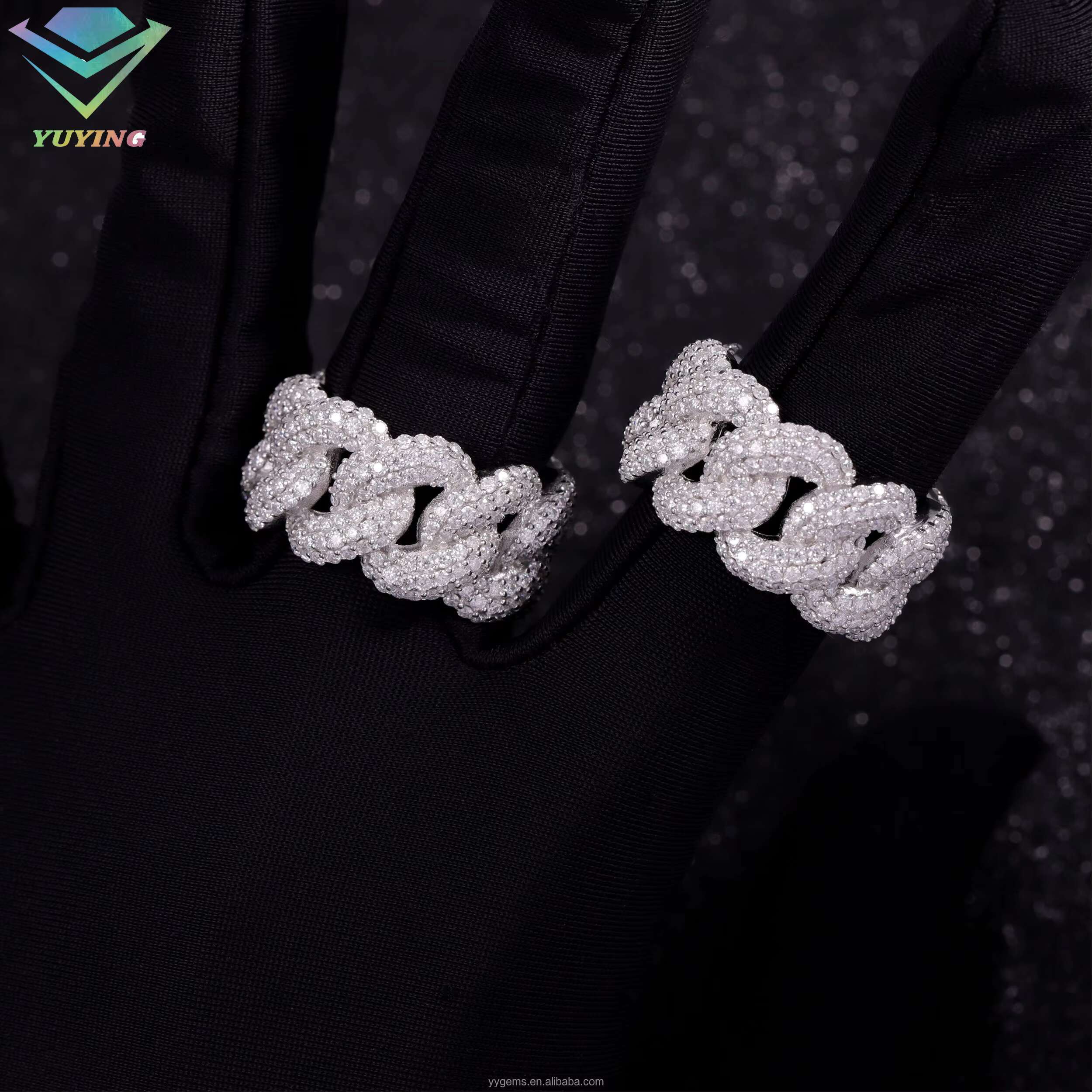 Ready to Ship Iced Out Diamond Rings Pass the Diamond Tester VVS Moissanite S925 Silver Gold Plated Hip Hop Fashion Ring