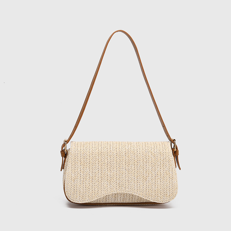 Luxury Brand Designer Bag 2025 Summer New Straw Handheld Shoulder Fashion Women's French Niche Woven Underarm Bag