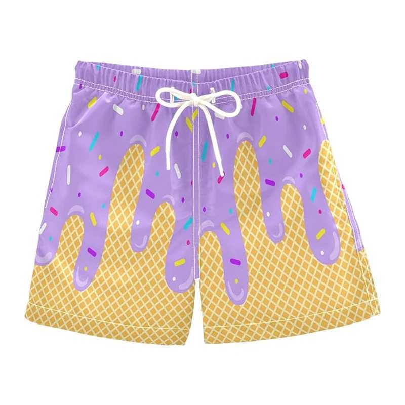 Ice Cream Funny Beach Shorts For Men And Kid 2025 Summer Novelty Kawaii Swim Trunks Pizza Leopard Graphic Fashion Board Shorts X2505281