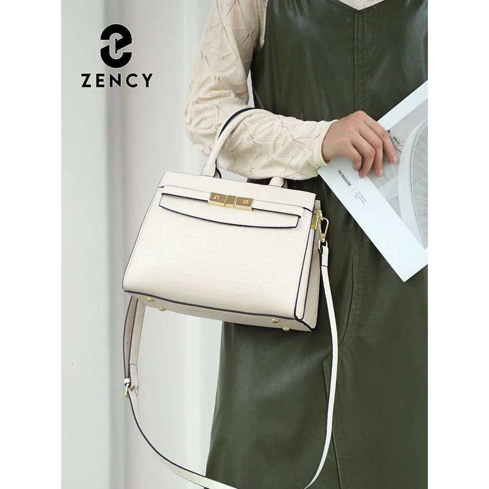 Zency Ladies Cow Skin Fashion Handbags Genuine Leather Top-Handle For Work Designer Texture Crossbody Mom Bag Top
