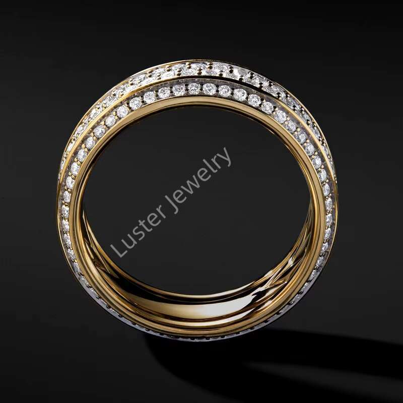 Luster Jewellery 10/14/18k Wedding Band Gold Mens Moissanite Ring