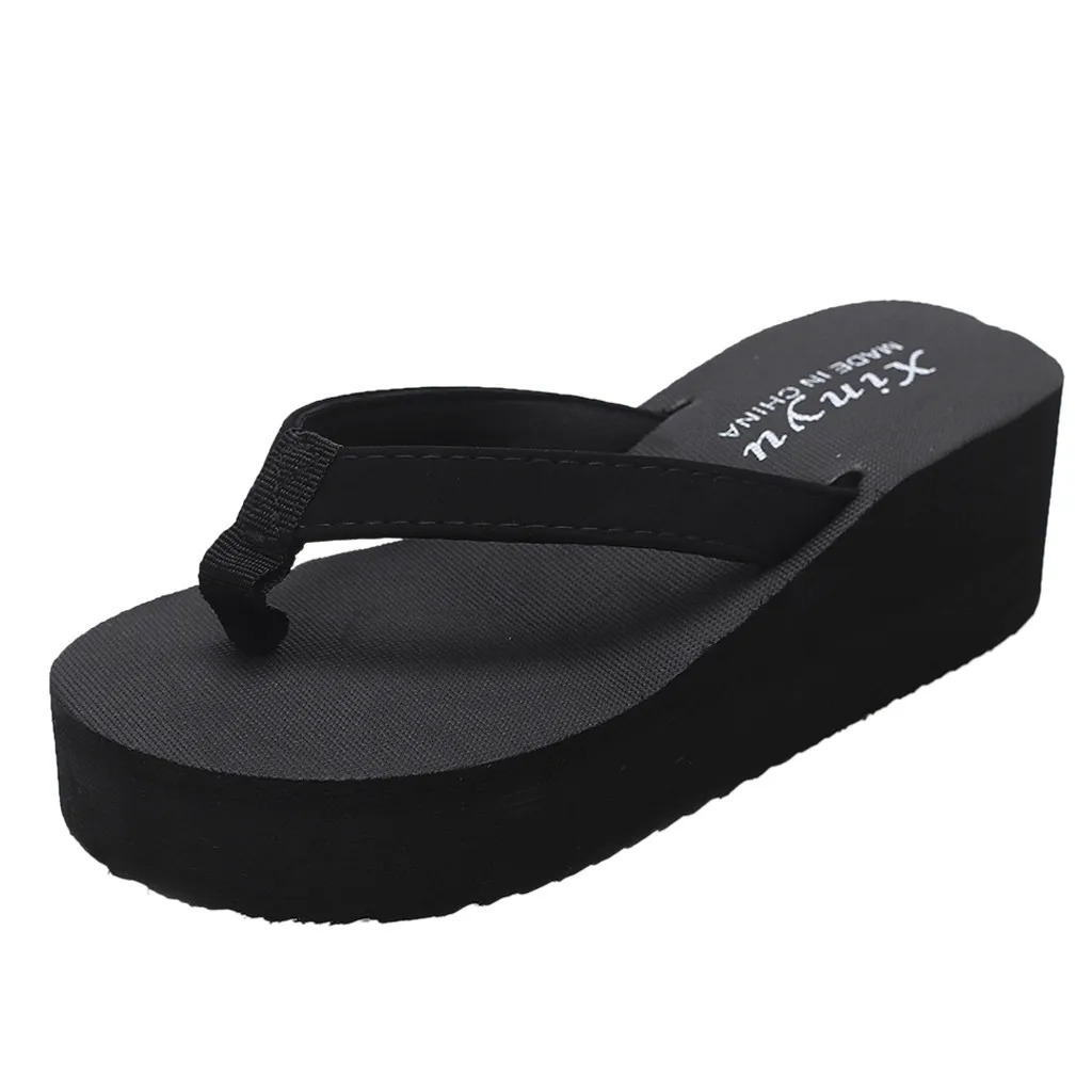 WomenS Fashionable And Casual Non-Slip Wedge Beach Shoes And Slippers Shoes Ladies Thick Soled Trendy Flip Flops 250523