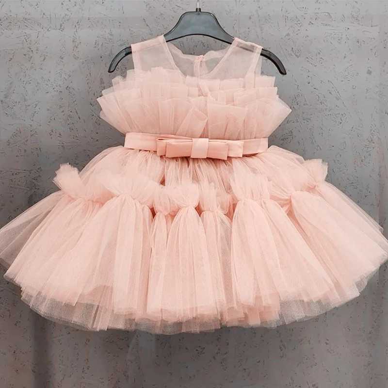 Baby Girls Tulle Princess Dress Flower Elegant 1st Baptism Birthday Party Ball Gown Sleeveless Kids Wedding Evening Formal Dress X250528