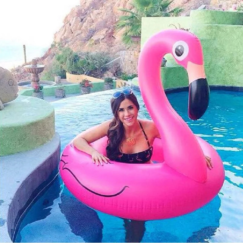 Rooxin Inflatable Flamingo Swimming Ring for Adult Teens Swimming Circle Floating Ring Inflatable Pool Floats Toys Beach Party 250527