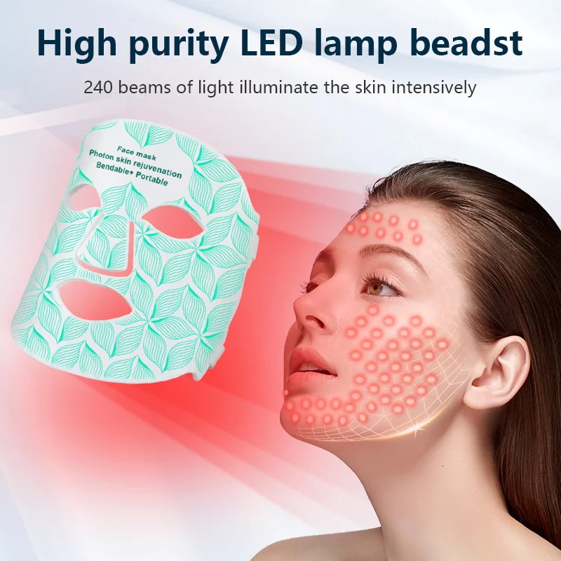 Colors LED Face Mask and Neck with 850NM Near-infrared Rechargeable Red Light Mask Skin Care Device for -Aging 250527