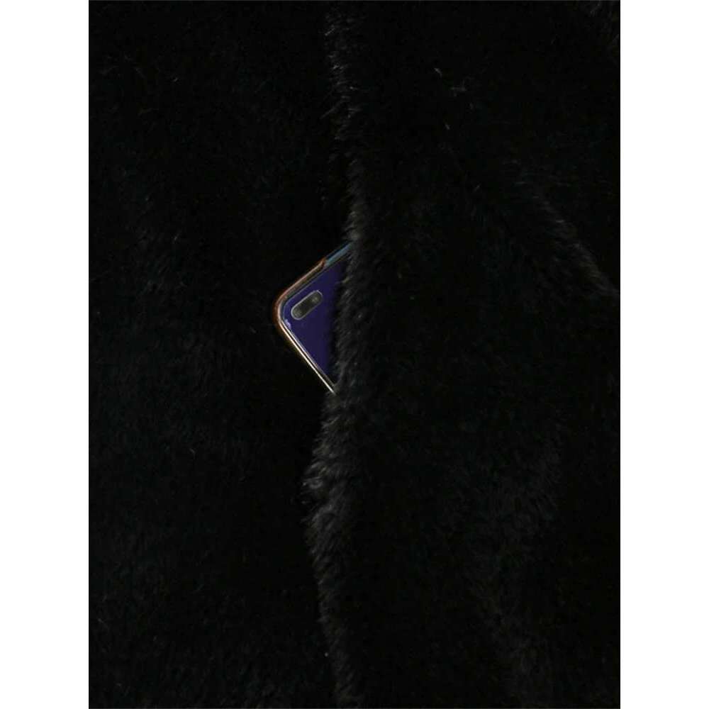 Mauroicardi Autumn Winter Long Black Thick Warm Soft Faux Mink Fur Coat Women with Hood Elegant Chic Fluffy Jacket