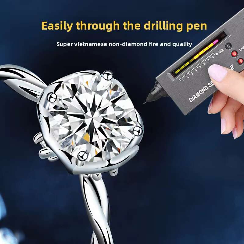 Womens 925 Sterling Silver Moissanite Twist Ring Simple Versatile Open Diamond Tail Jewelry Wholesale