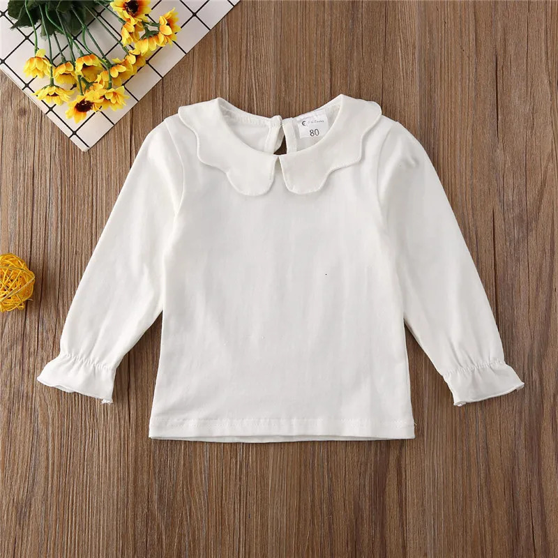 17years Girl TShirt Collar Bow Knot Blouse Top Ruffle T Shirt For Girls Spring Autumn Casual Pullover 250528