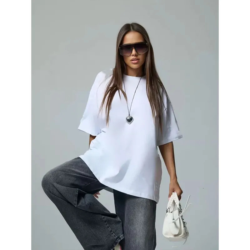 Summer Fashion American Distressed Pure Cotton TShirt Love Printing Pullover Casual Loose Oneck Short Sleeve Tops 250517