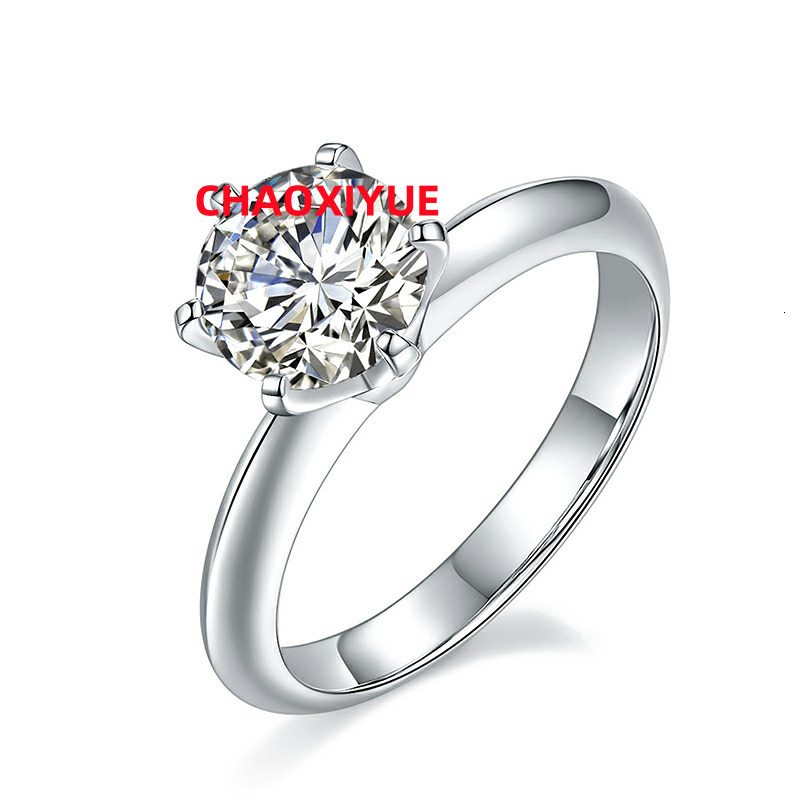 Luxury 925 Sterling Silver Moissanite Diamond Rings 2ct Round VVS D Color GRA Wedding Engagement Rings Gift