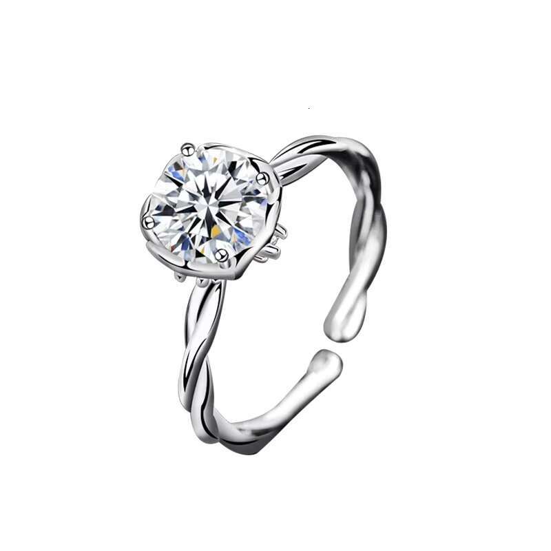 Womens 925 Sterling Silver Moissanite Twist Ring Simple Versatile Open Diamond Tail Jewelry Wholesale